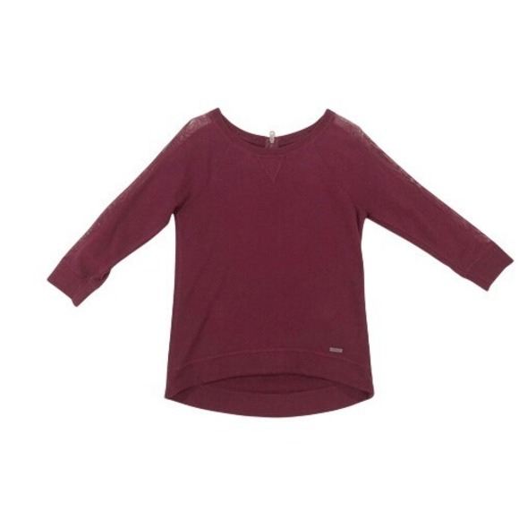Abercrombie & Fitch Sweaters - Abercrombie Maroon Red Mesh 3/4 Sleeves Pullover Sweater Size XS